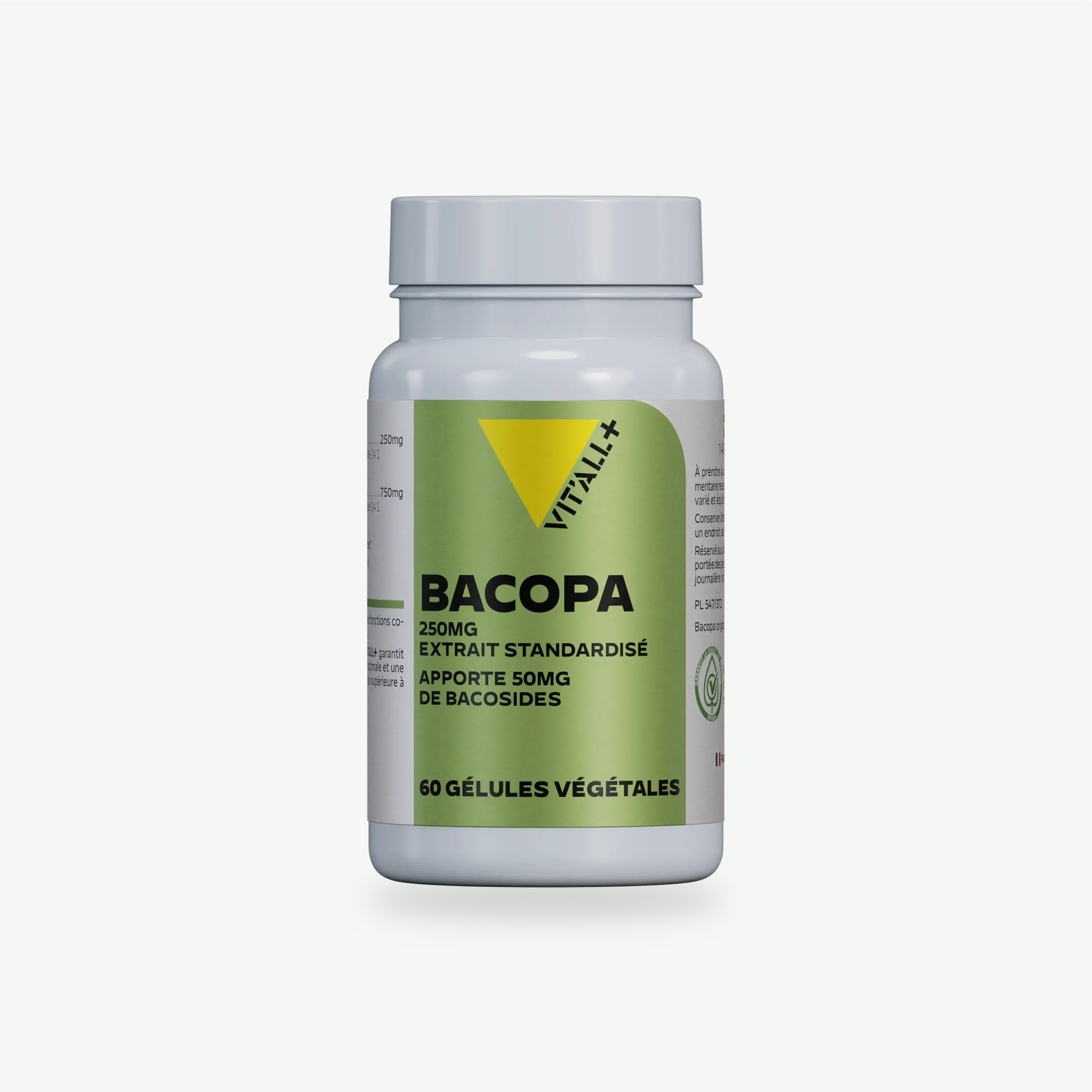 BACOPA MONNIERI 250mg BACOPA MONNIERI 250mg Extrait Standardisé - Apporte 50mg de bacosides VIT'ALL+