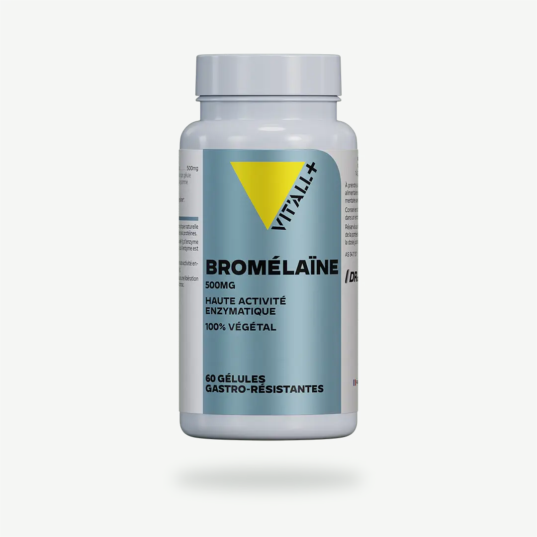 BROMELAÏNE 500mg Haute activité enzymatique 100% végétal BROMELAÏNE 500mg Haute activité enzymatique 100% végétal VIT'ALL+ _ 60 gélules