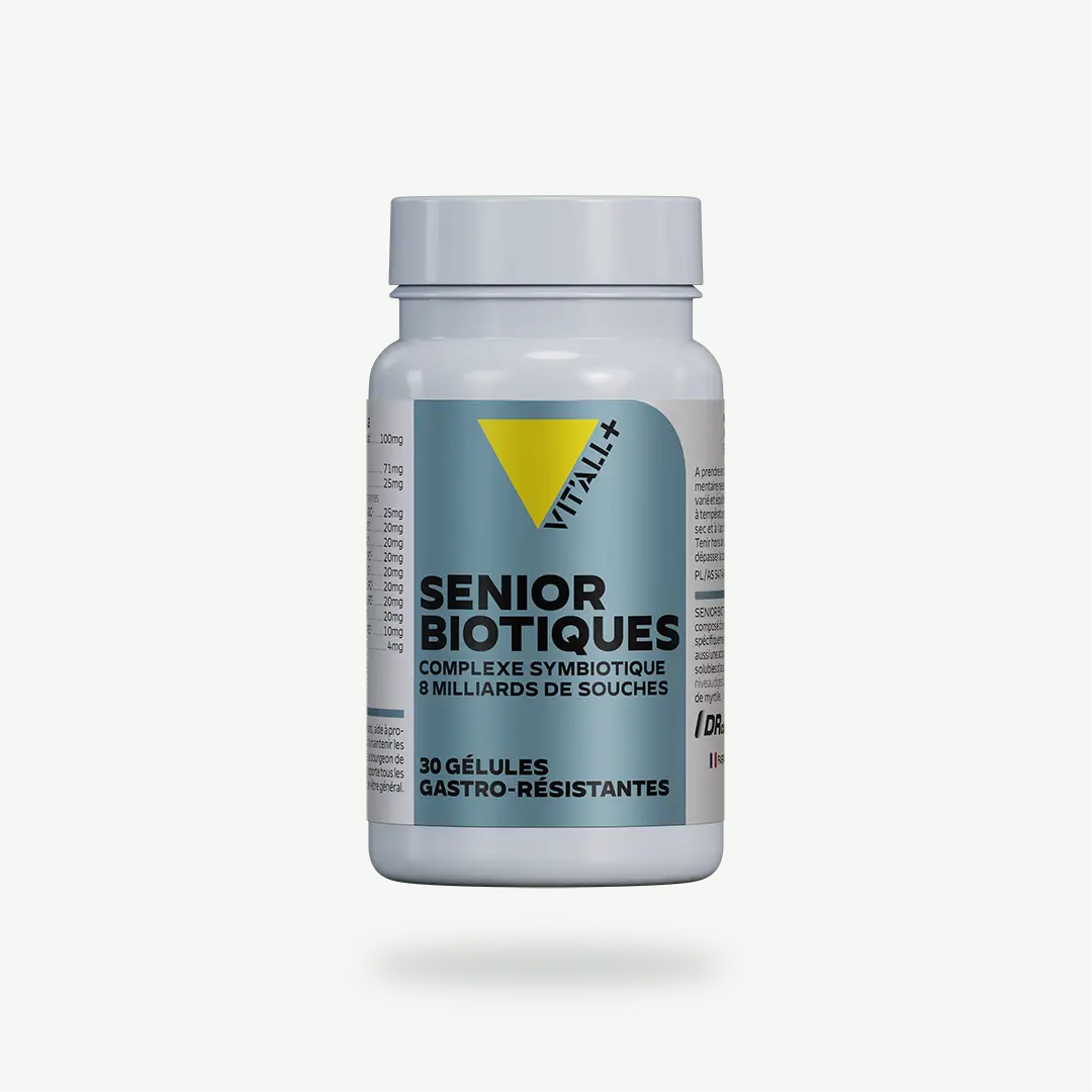 SENIOR BIOTIQUES (enrobage gastro-résistant) SENIOR BIOTIQUES Complexe symbiotique pour les seniors VIT'ALL+